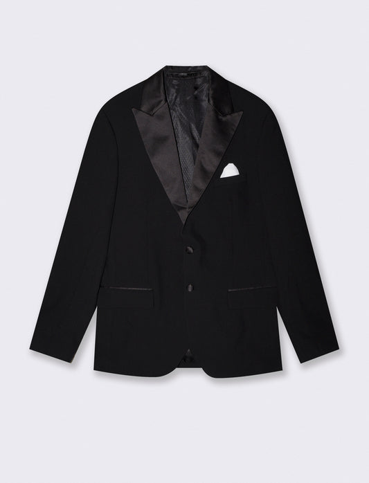 Smoking Blazer with Satin Lapel - Black