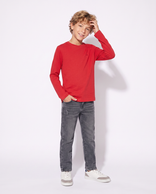Long sleeve cotton t-shirt - Red