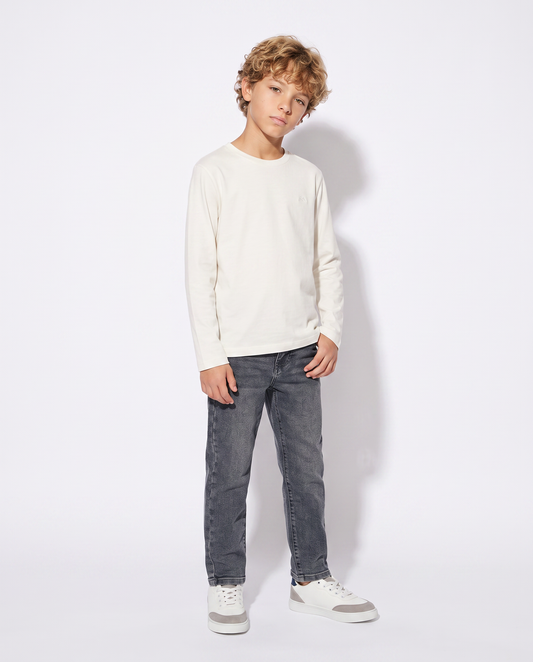 Long sleeve cotton t-shirt - White