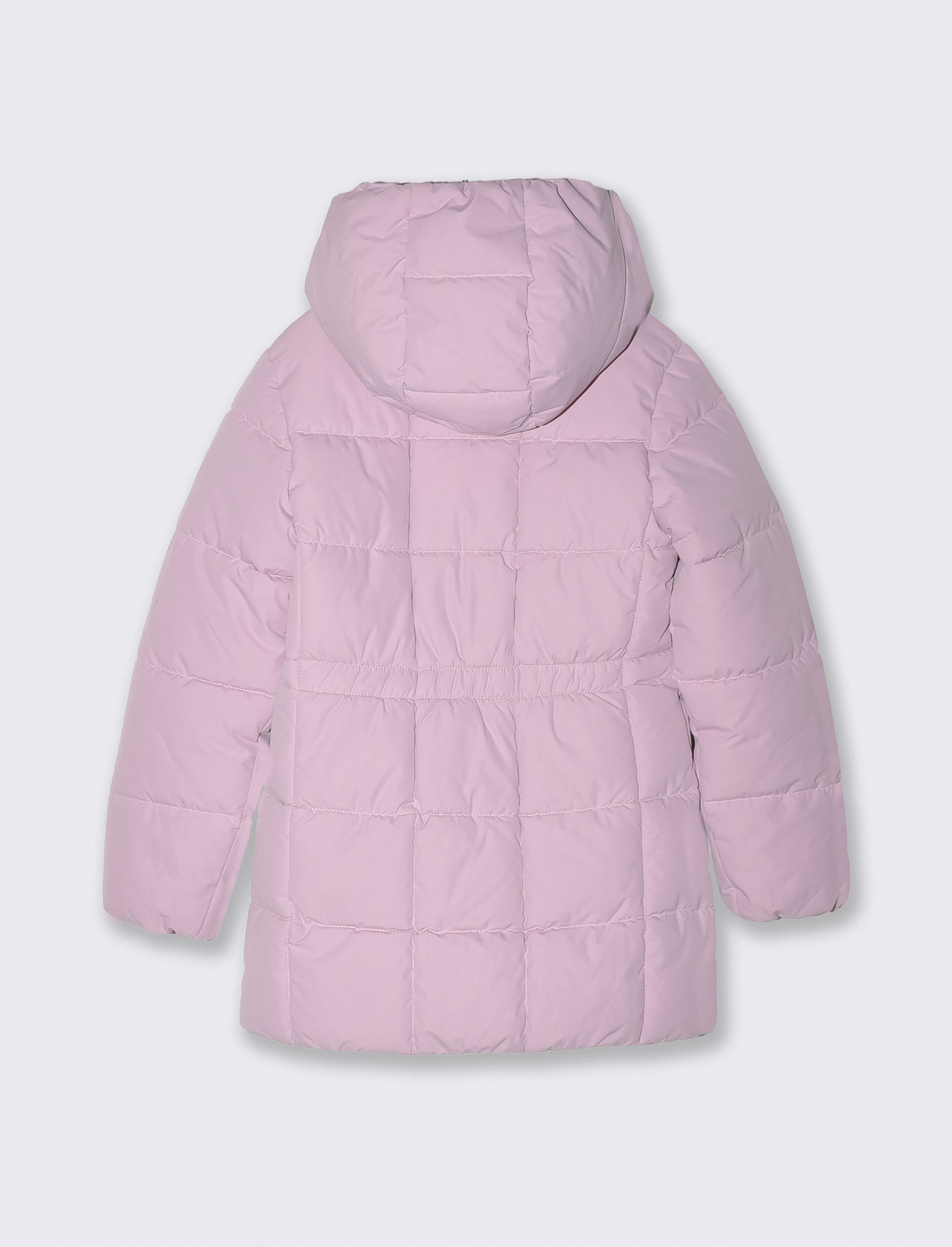 Giubbino lungo imbottito con cappuccio bambina - Rosa polvere