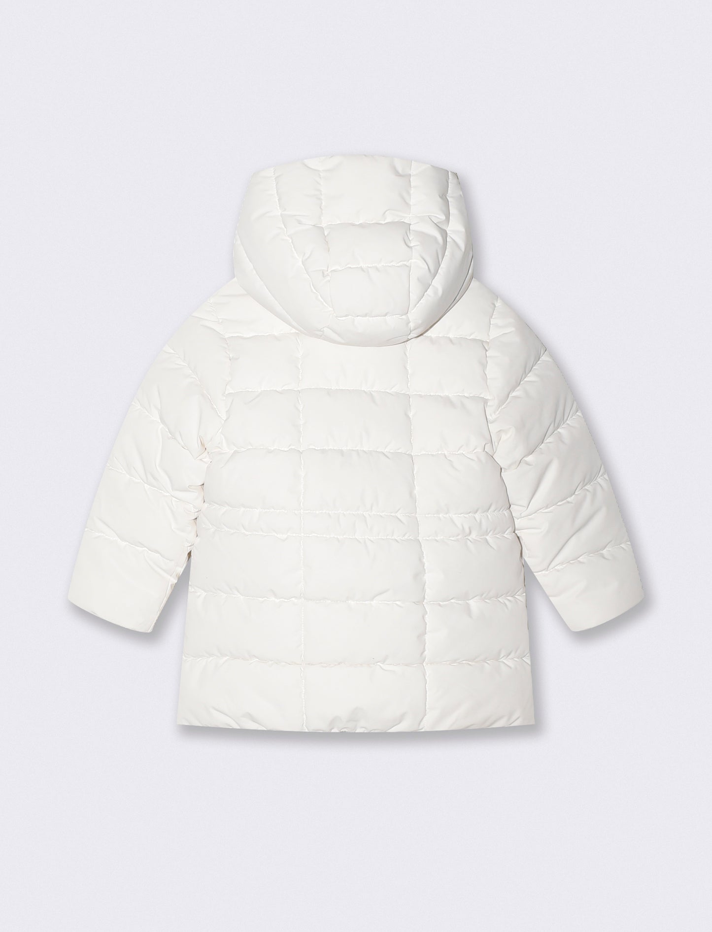 Long coat with hood and patch - White