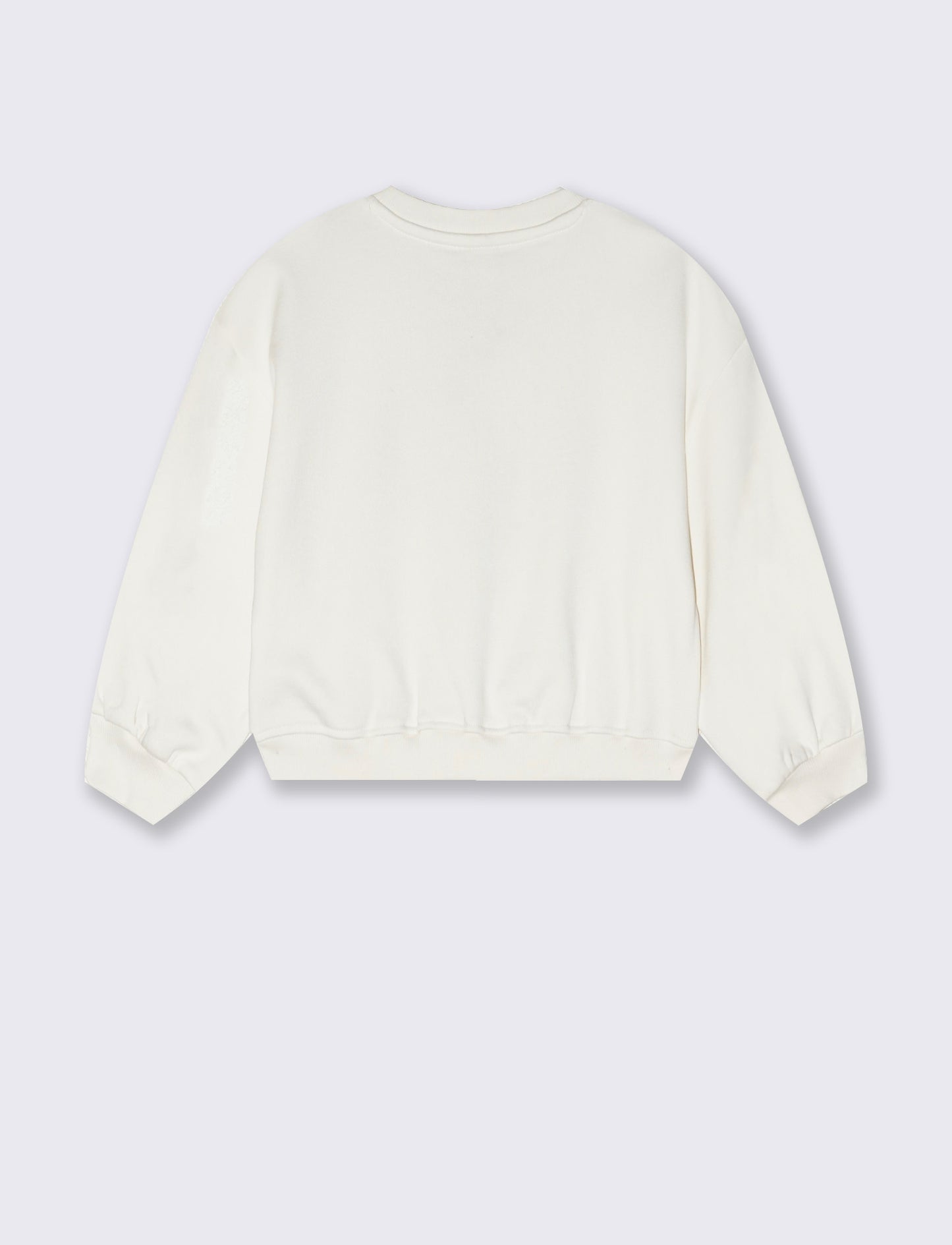 Girls' Crewneck Sweatshirt with Embroidery - White