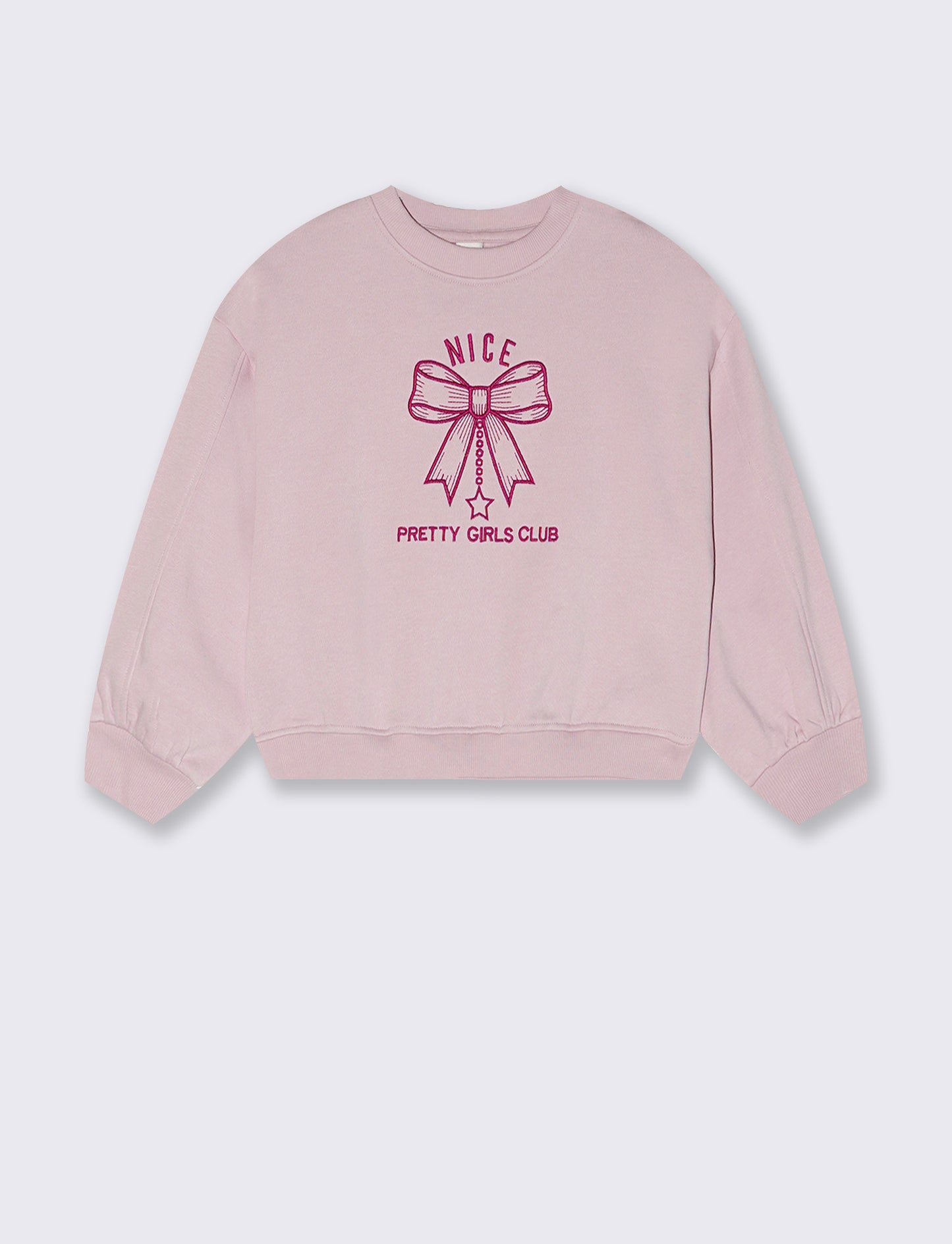 Girls' Crewneck Sweatshirt with Embroidery - Pink