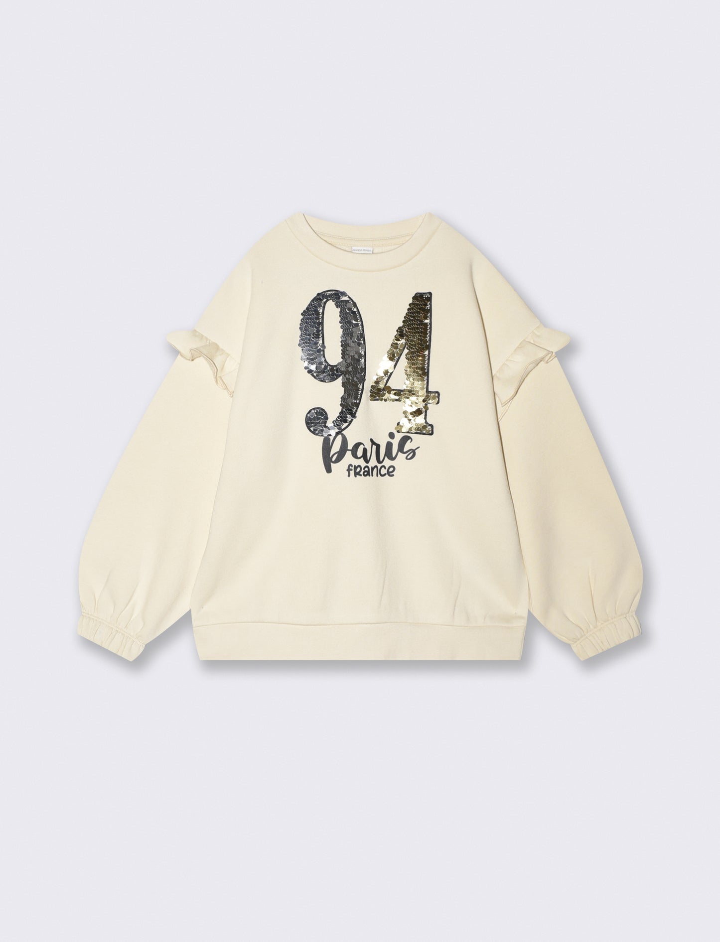 Winter sweatshirt with shiny sequins - Beige