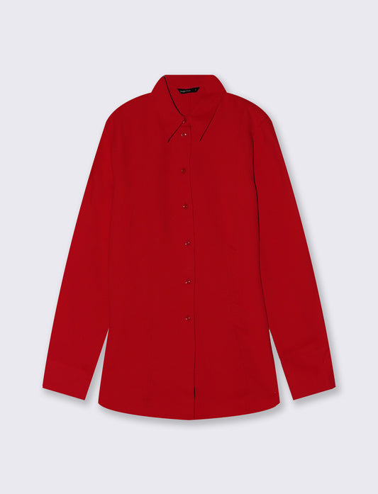 Slim Fit Shirt with Elegant Pleats - Red