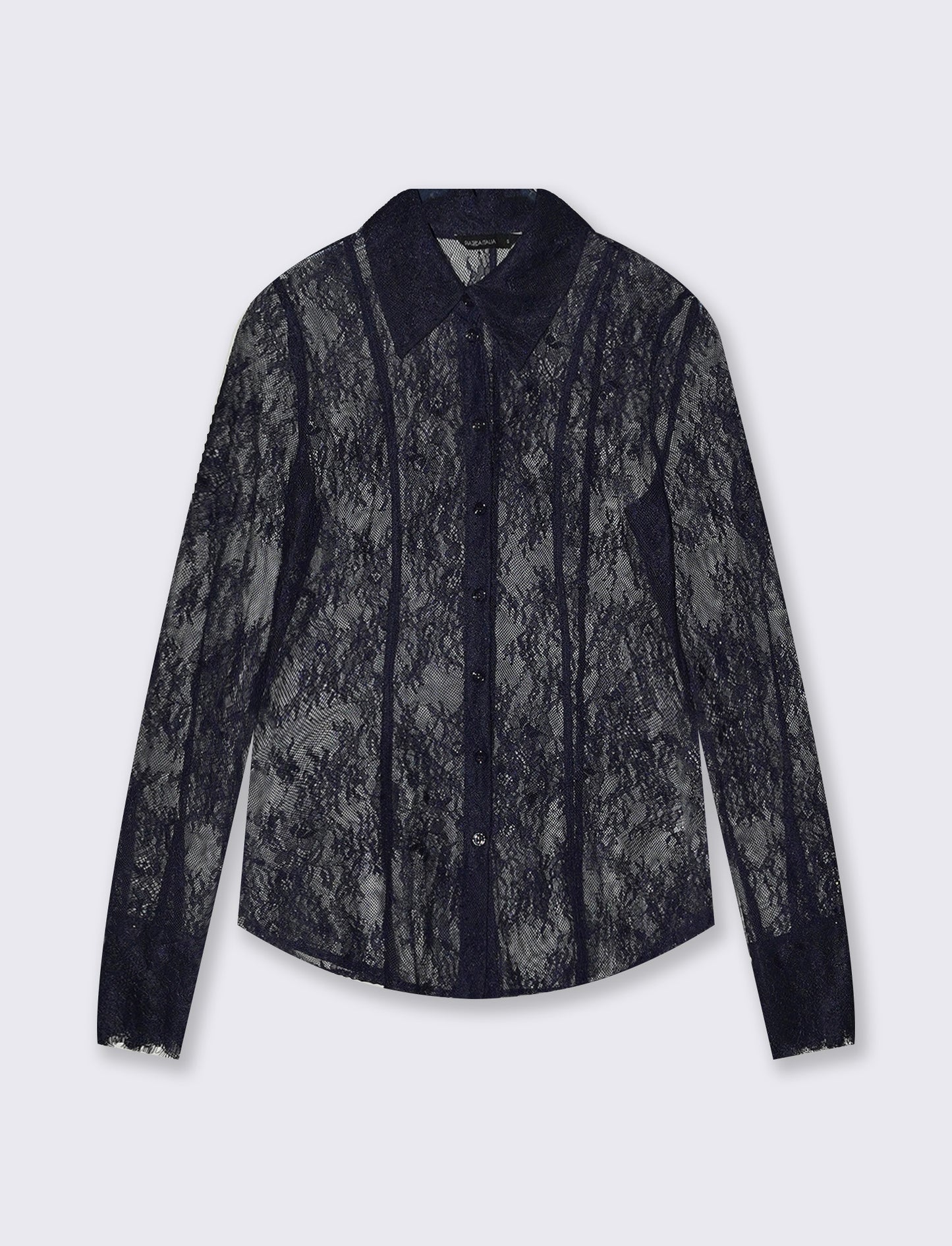 Camicia in rete lunga con pizzo raffinato - Verde petrolio