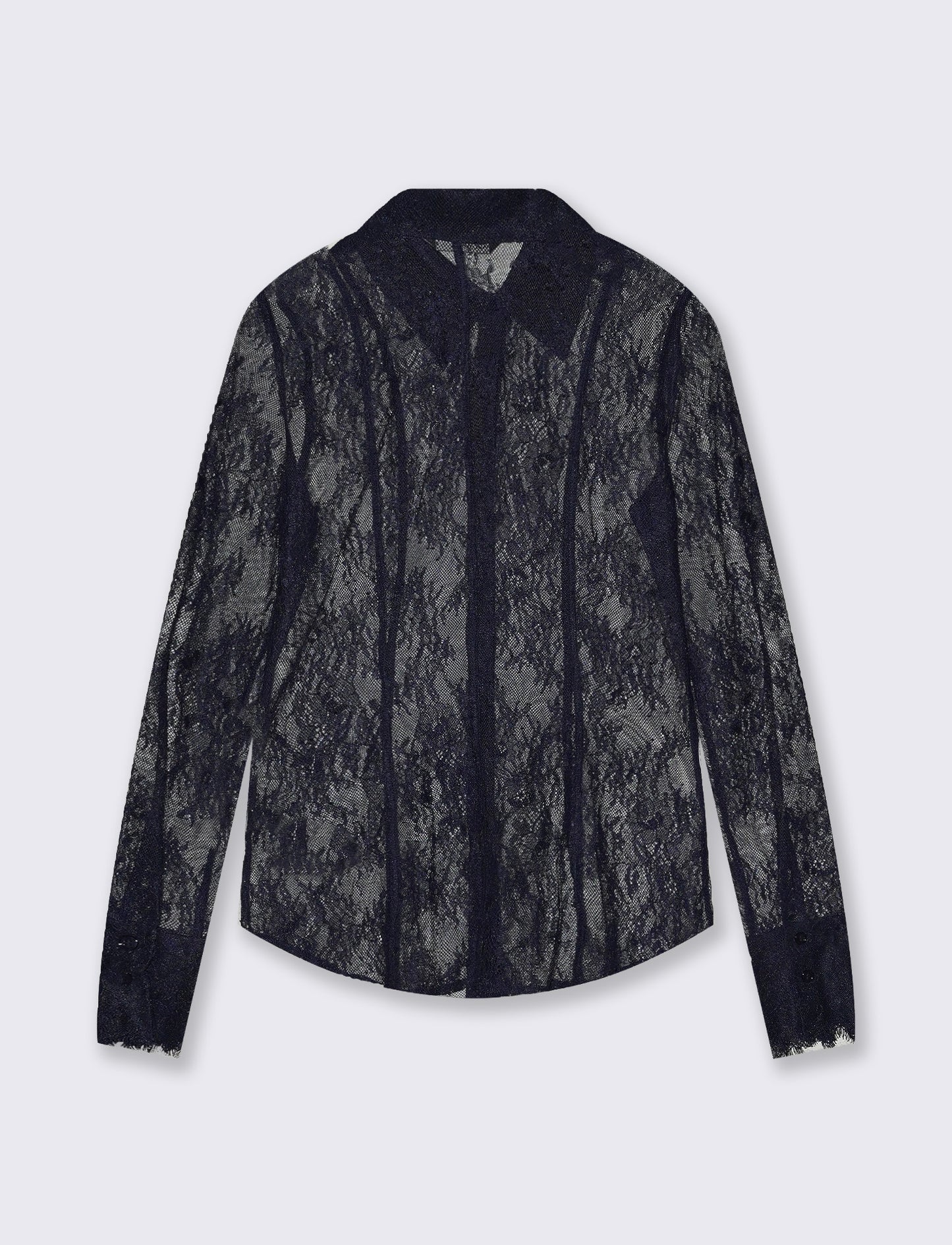 Camicia in rete lunga con pizzo raffinato - Verde petrolio