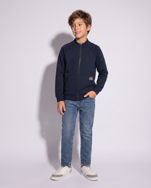 Zip-up sweatshirt with front pocket - Blue