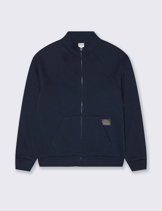 Felpa con zip e tascone frontale - Blu