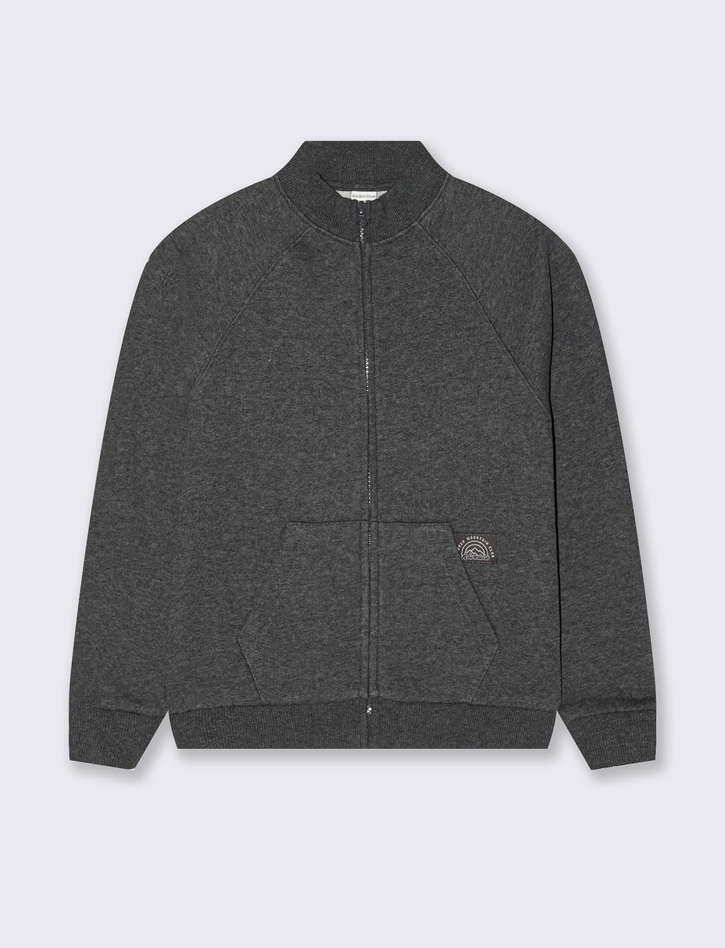 Felpa con zip e tascone frontale - Grigio mel.