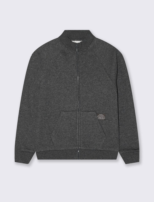 Felpa con zip e tascone frontale - Grigio mel.