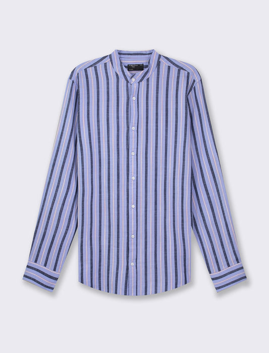 Regular Fit Cotton Blend Long Sleeve Shirt with French Collar - Sky blue