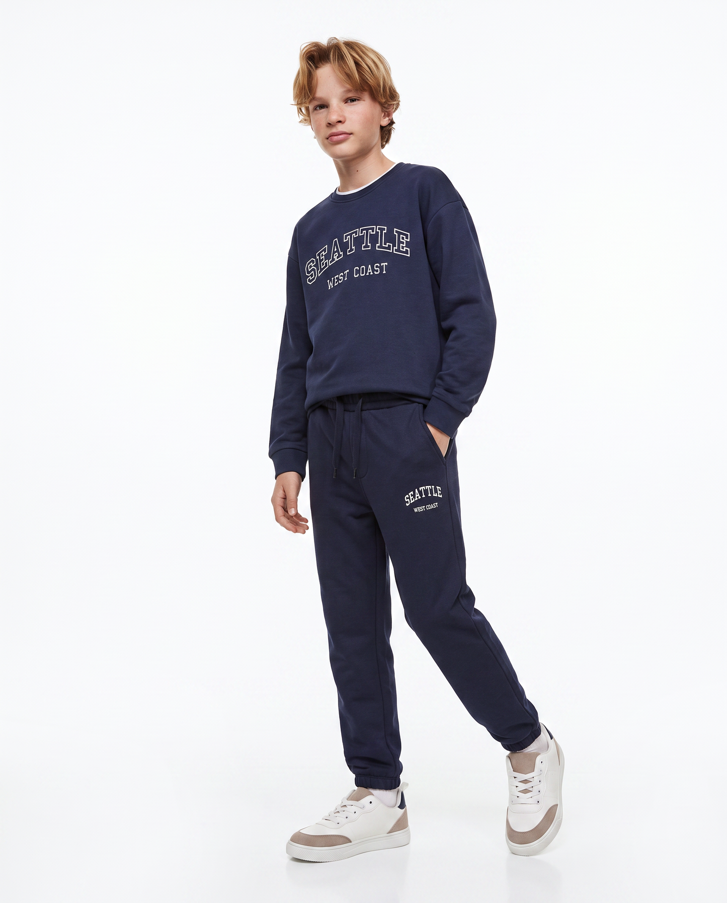 College joggers with embroidery and pockets - Blue