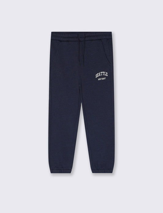 Jogger college con ricamo e tasche - Blu