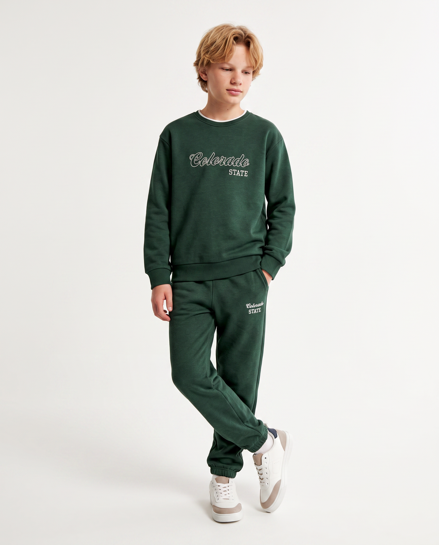 College joggers with embroidery and pockets - Green
