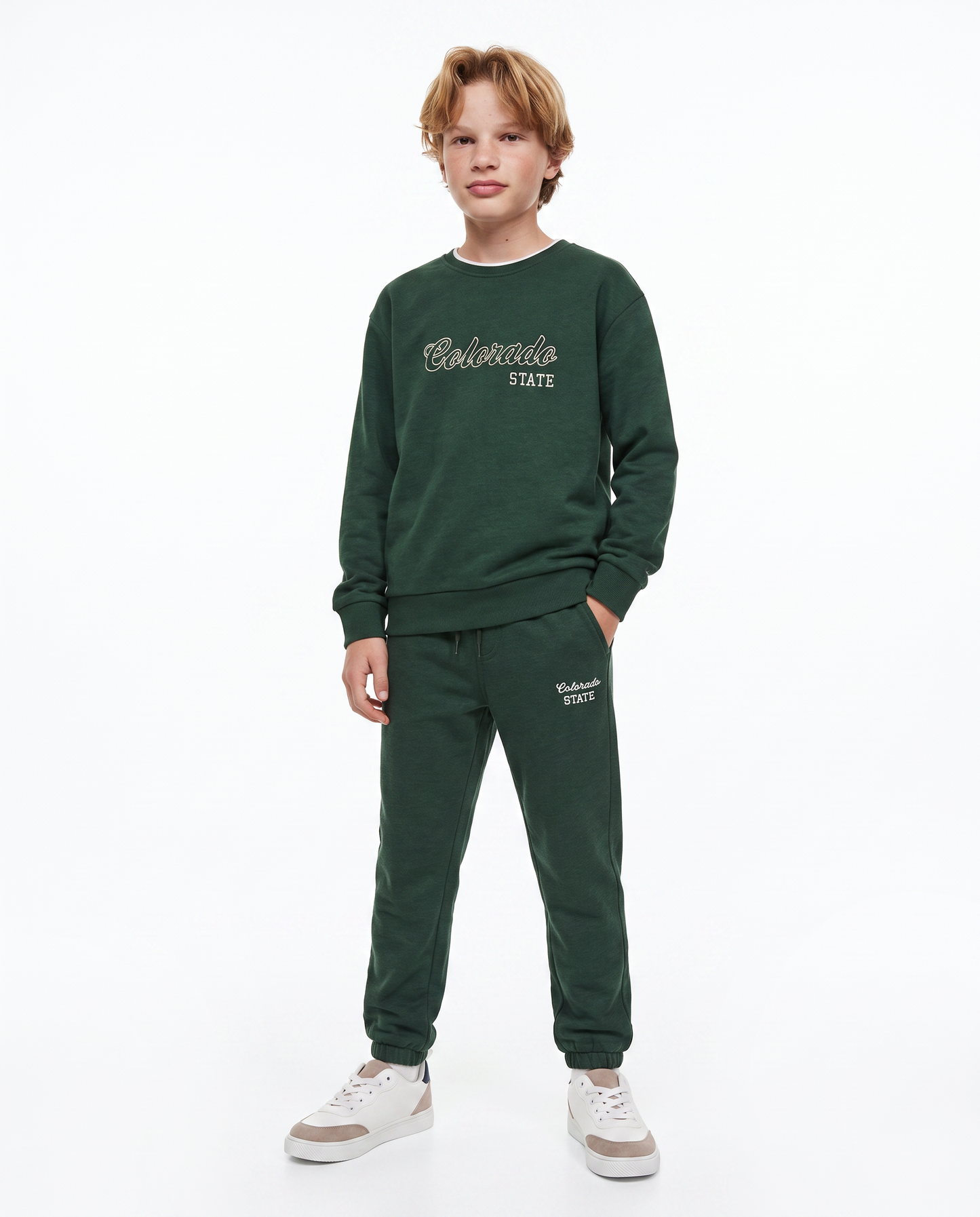 College joggers with embroidery and pockets - Green