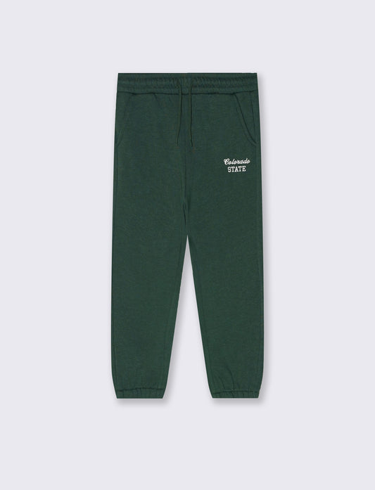 Jogger college con ricamo e tasche - Verde abete