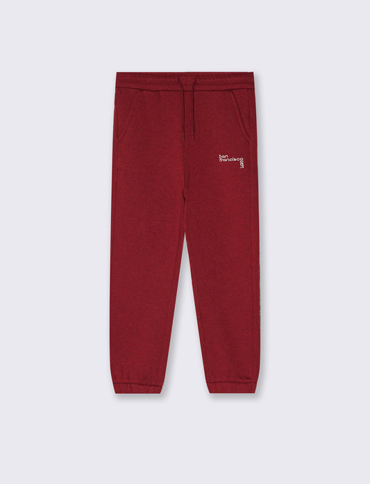 Jogger college con ricamo e tasche - Bordeaux