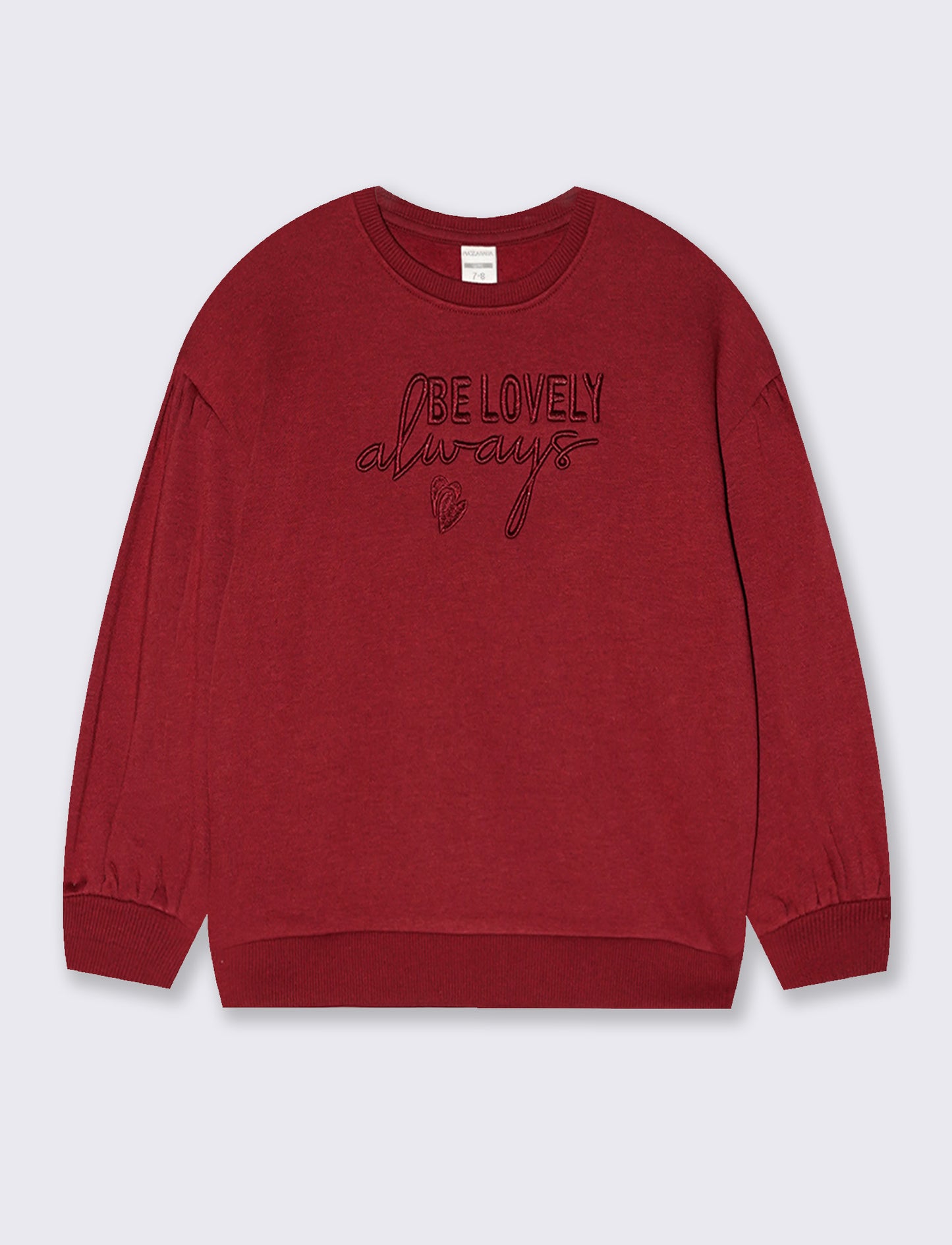 Oversized sweatshirt with embossed embroidery for girls - Red