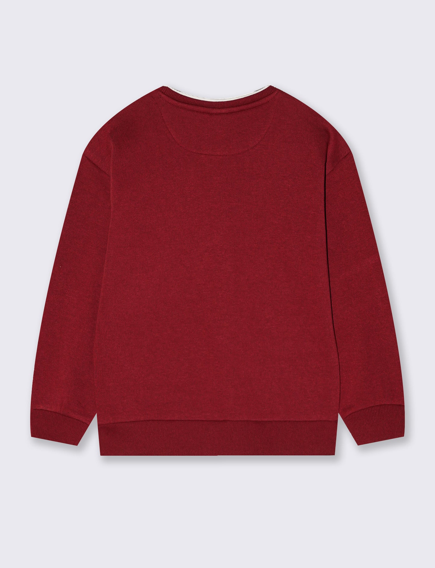 Felpa girocollo con ricamo e comfort - Bordeaux