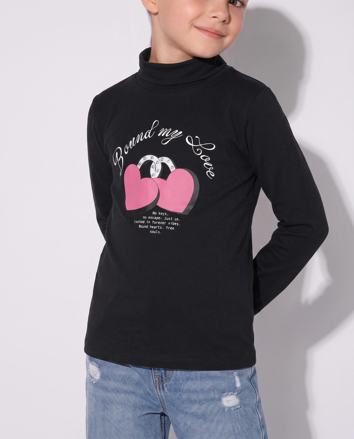 Long Sleeve Cotton Stretch Pullover - Black