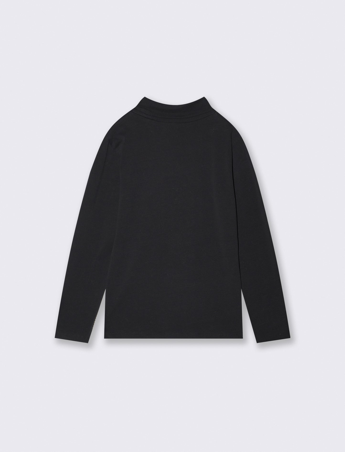 Long Sleeve Cotton Stretch Pullover - Black