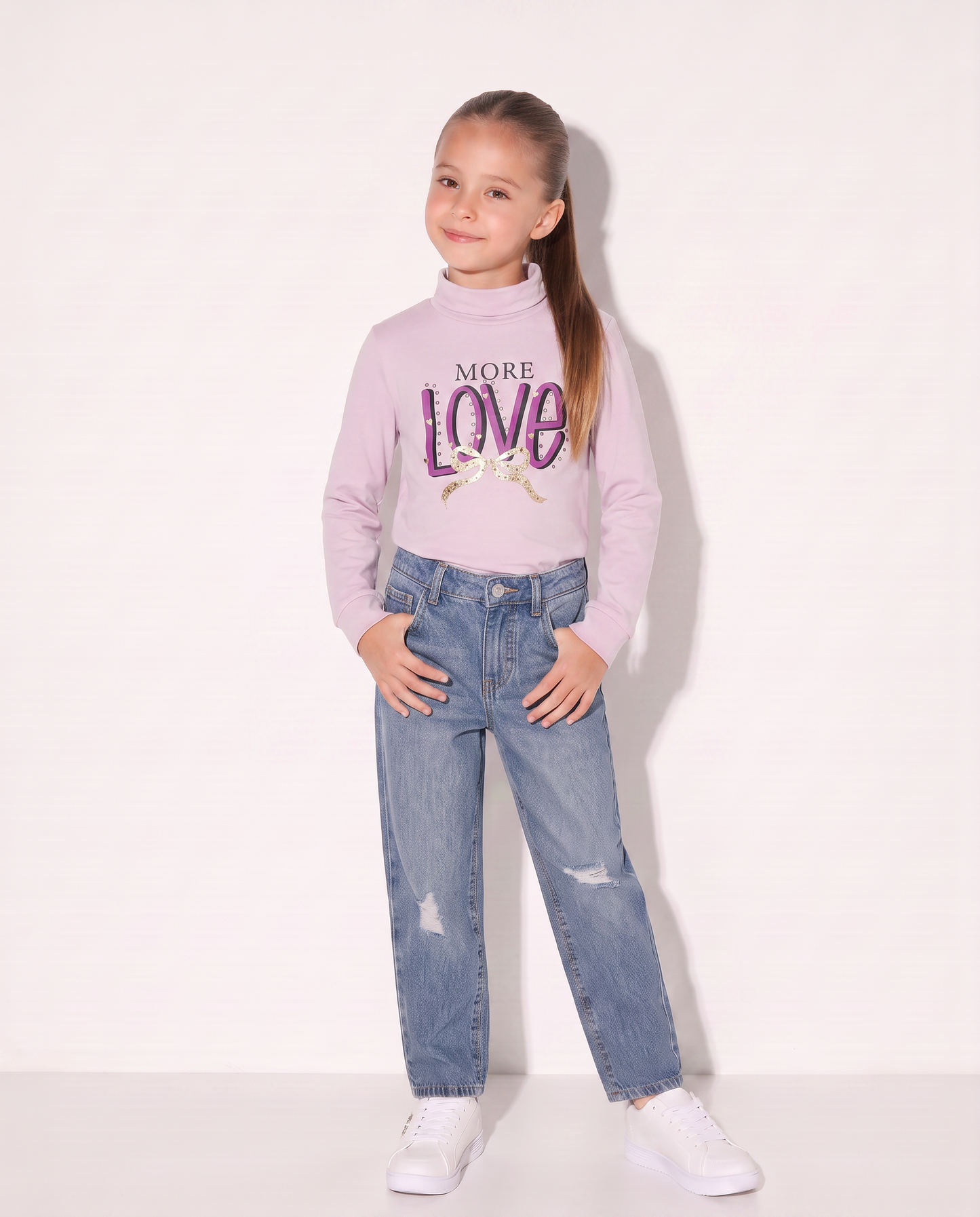 Long Sleeve Cotton Stretch Pullover - Pink