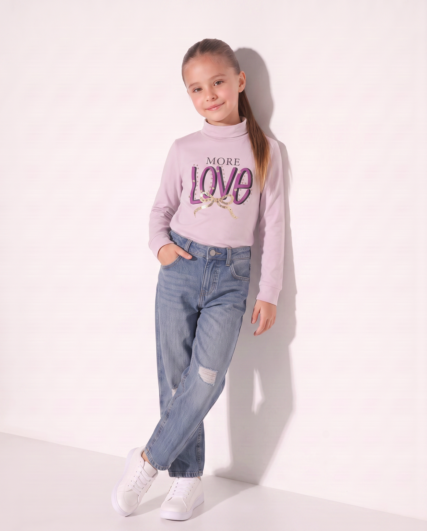 Long Sleeve Cotton Stretch Pullover - Pink