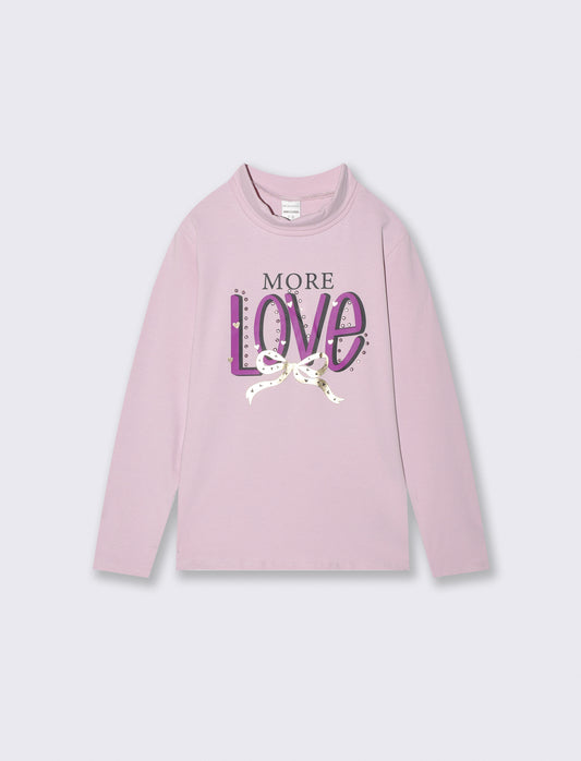 Lupetto manica lunga in cotone elastico - Rosa polvere