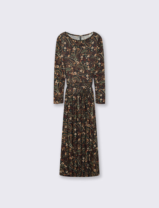 Vestito lungo a manica con arricciatura - var 1