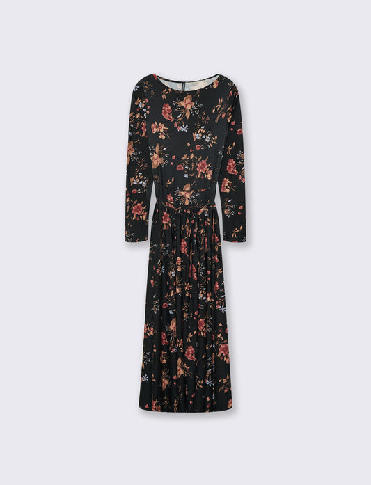 Vestito lungo a manica con arricciatura - var 2