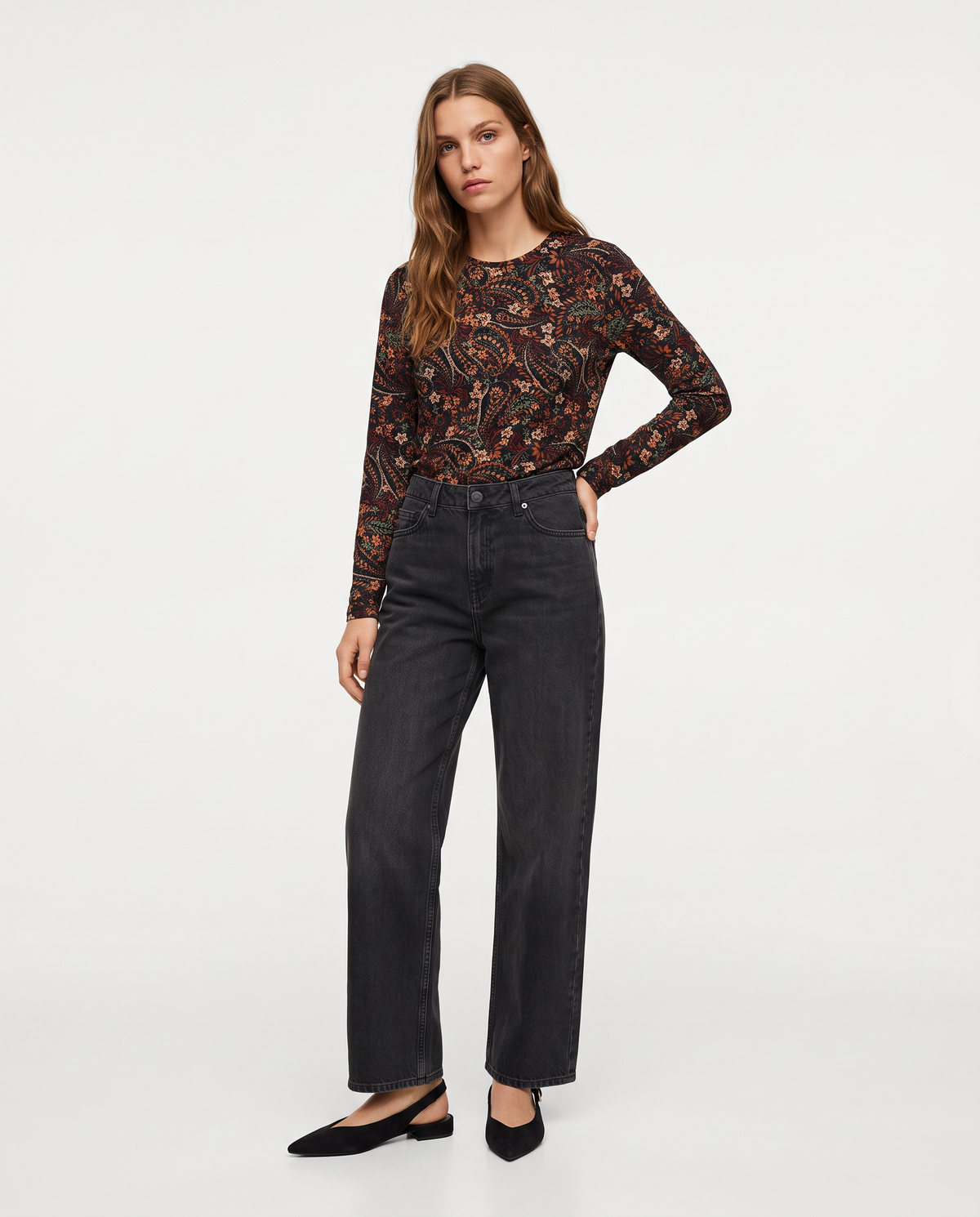 T-shirt manica lunga slim stampata - var 2