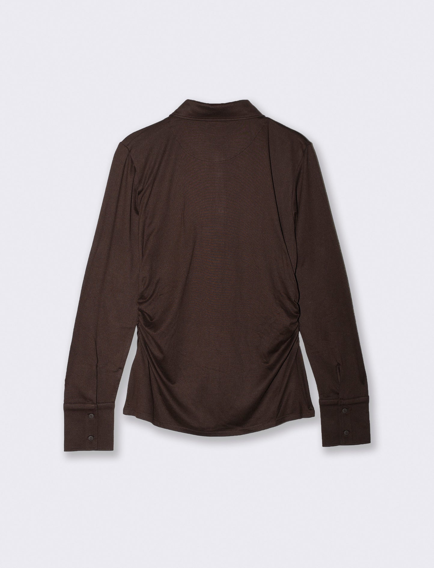 T-shirt arricciata a manica lunga - Nero