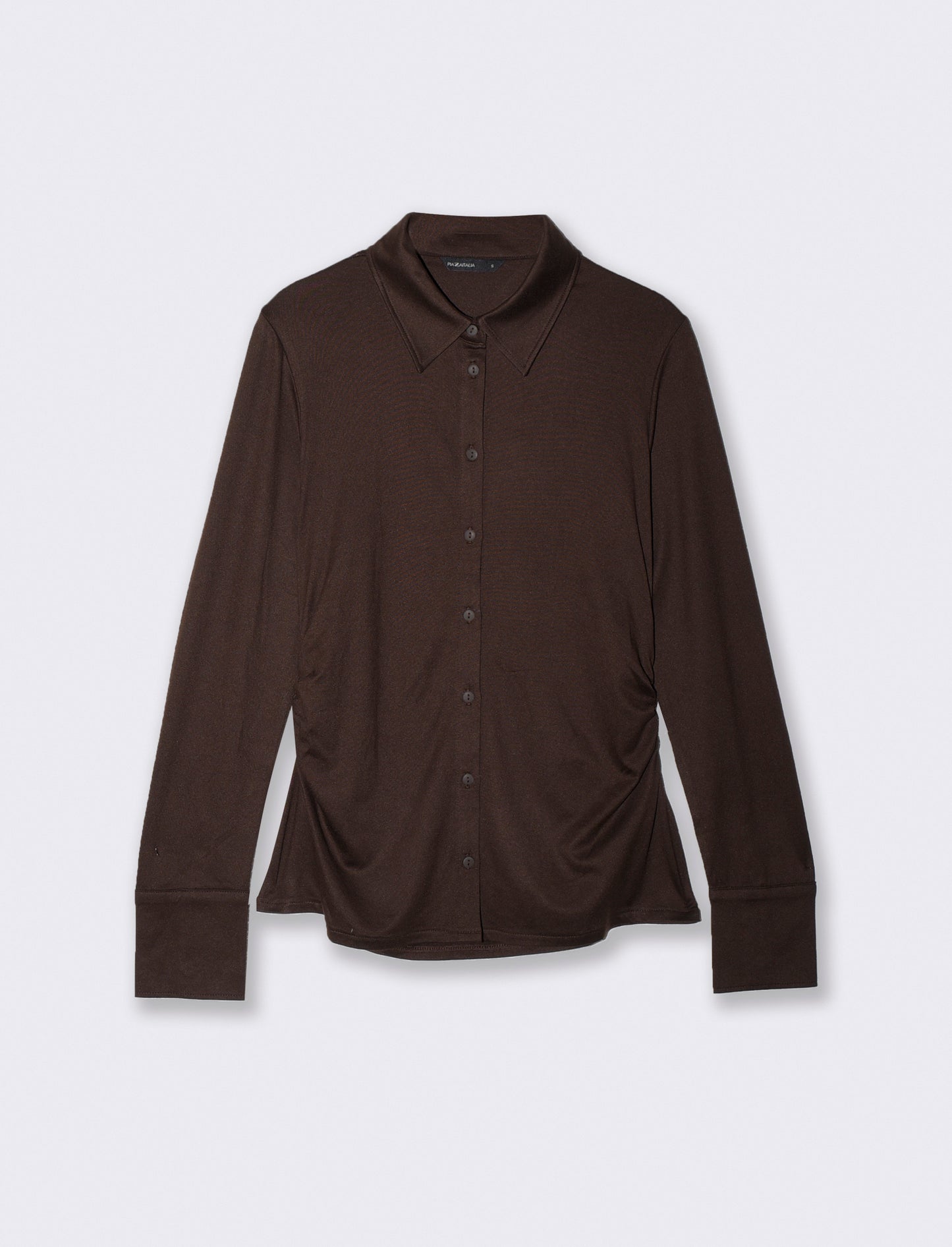 T-shirt arricciata a manica lunga - Nero