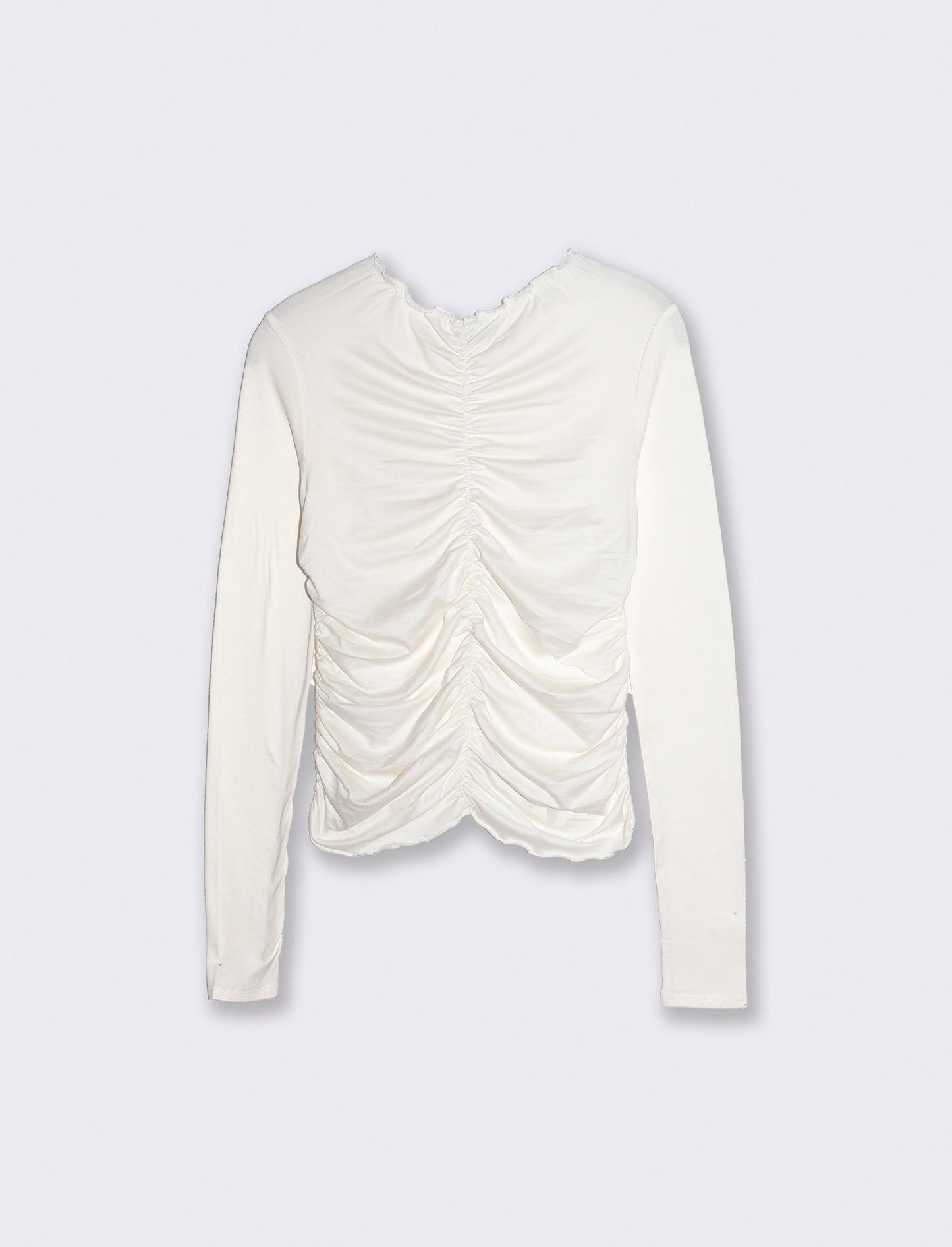 T-shirt arricciata a manica lunga - Avorio