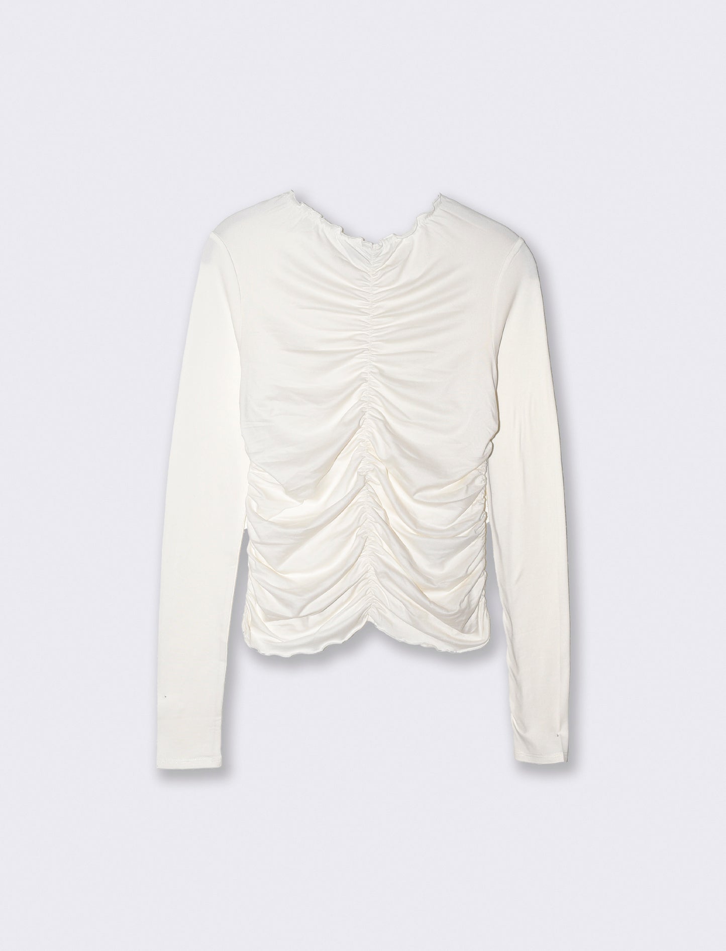 T-shirt arricciata a manica lunga - Avorio