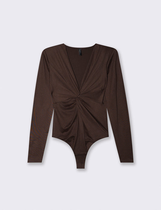 Body with V-neck and knot - Brown