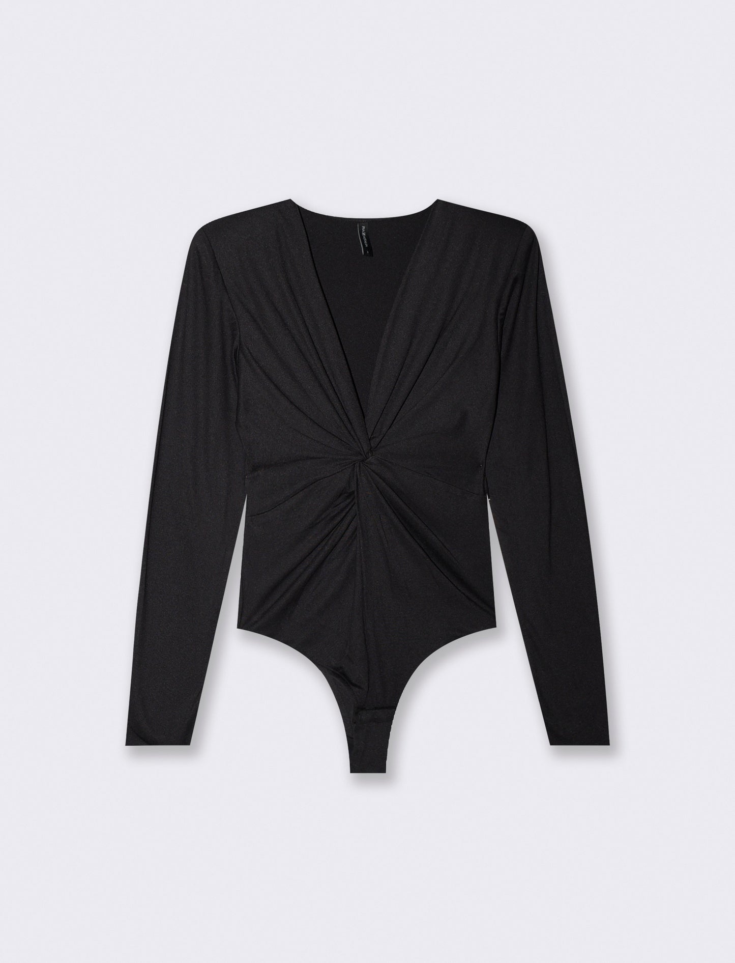 Body stampato con scollo a v e nodo - Nero