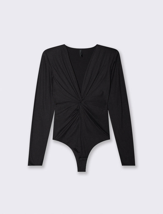 Body with V-neck and knot - Black
