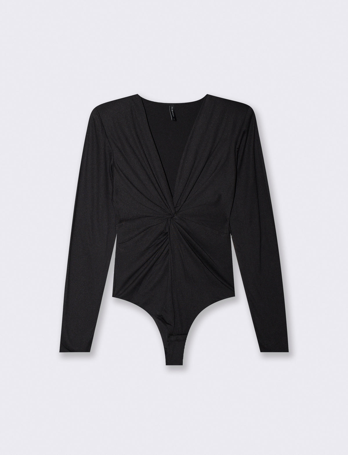 Body stampato con scollo a v e nodo - Nero