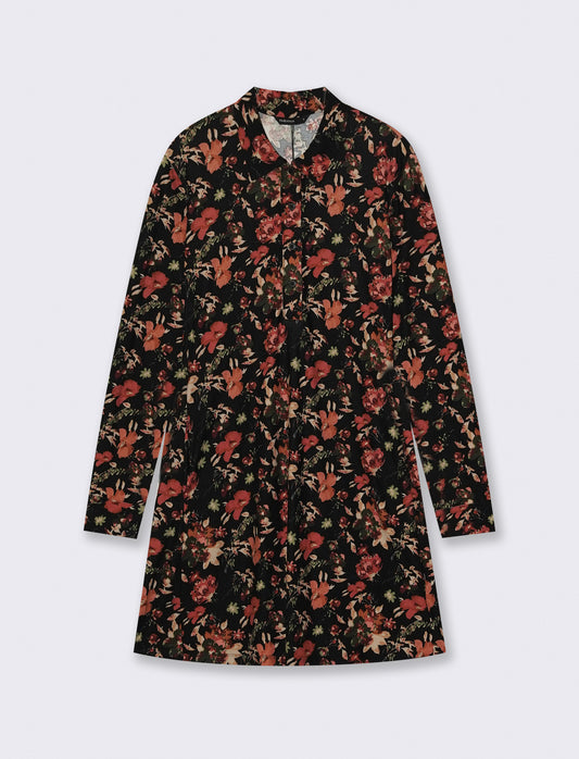 Long sleeve polo collar dress - 