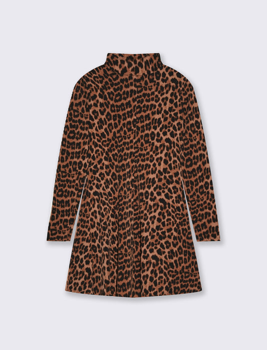 Short dress with high collar and long sleeves - 