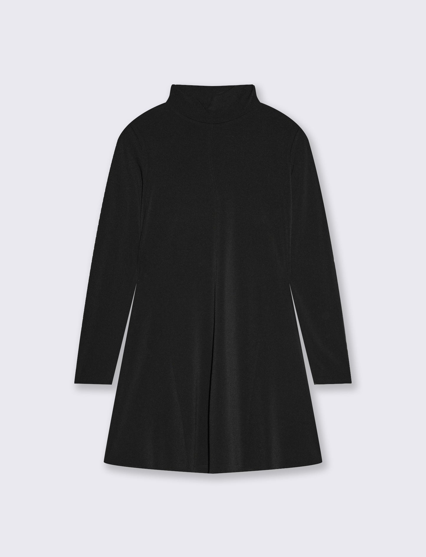 Vestito corto collo alto a manica lunga - Nero