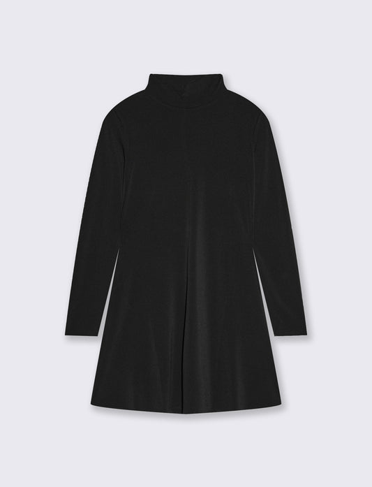 Short dress with high collar and long sleeves - Black