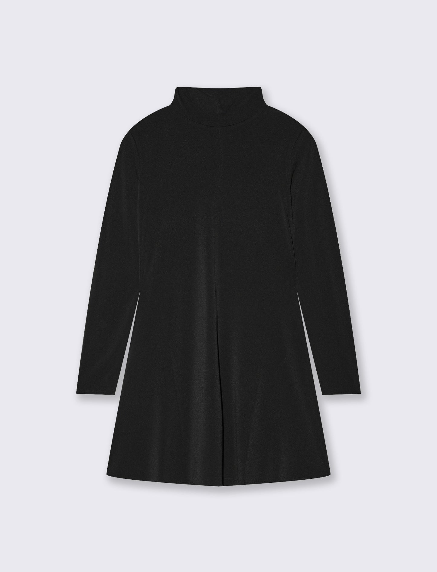 Vestito corto collo alto a manica lunga - Nero