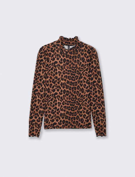 T-shirt manica lunga con collo arricciato - var 1