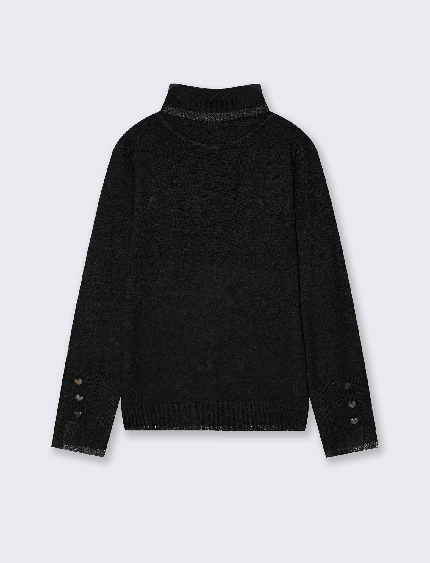 Lupetto with high collar and metallic trim - Black