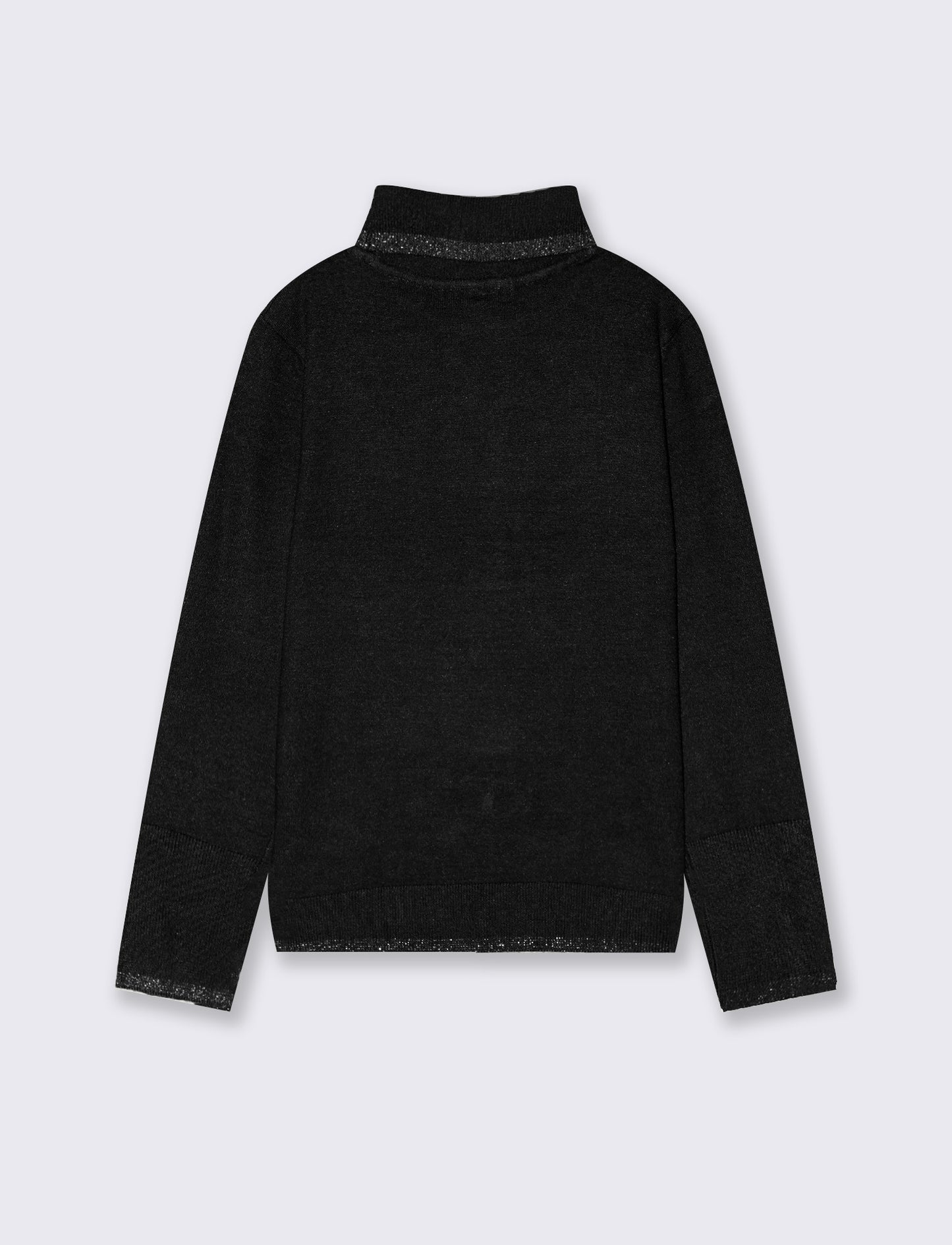 Lupetto with high collar and metallic trim - Black