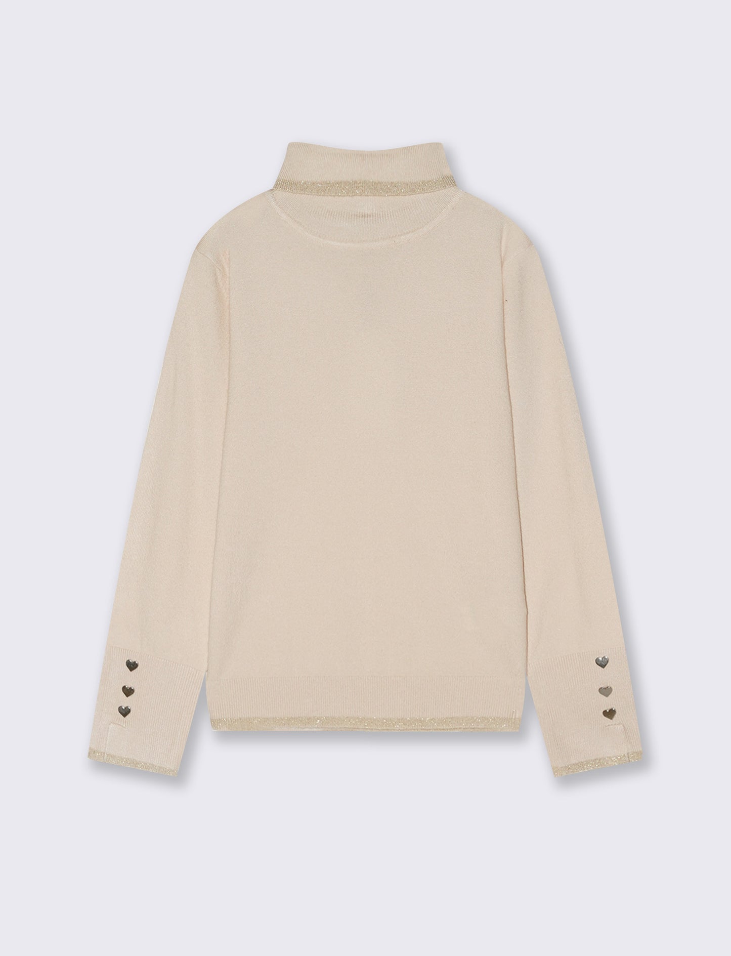 Lupetto with high collar and metallic trim - Beige