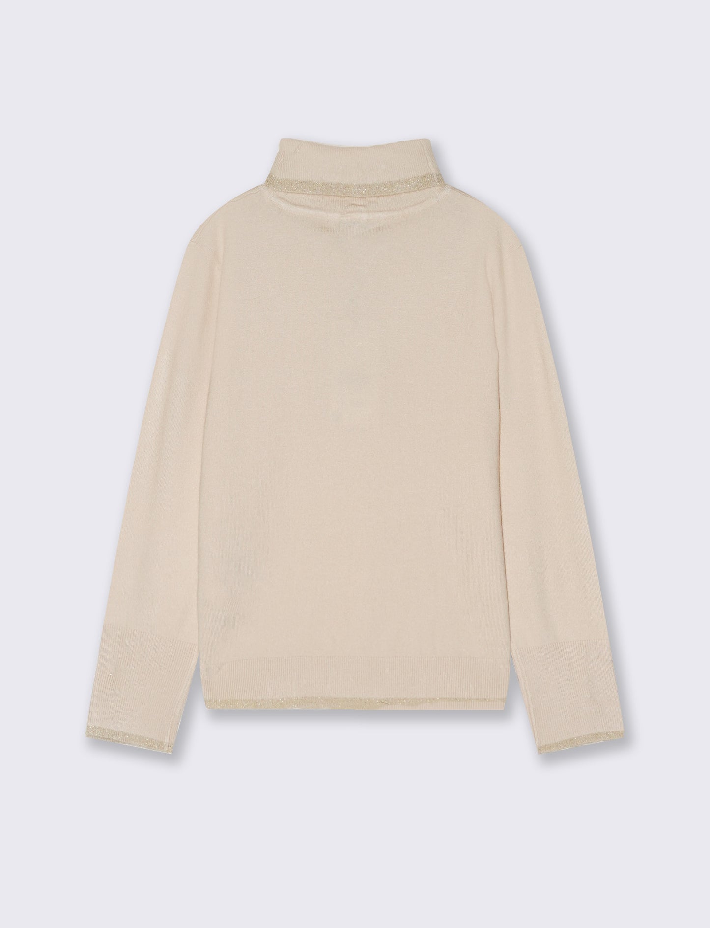Lupetto with high collar and metallic trim - Beige